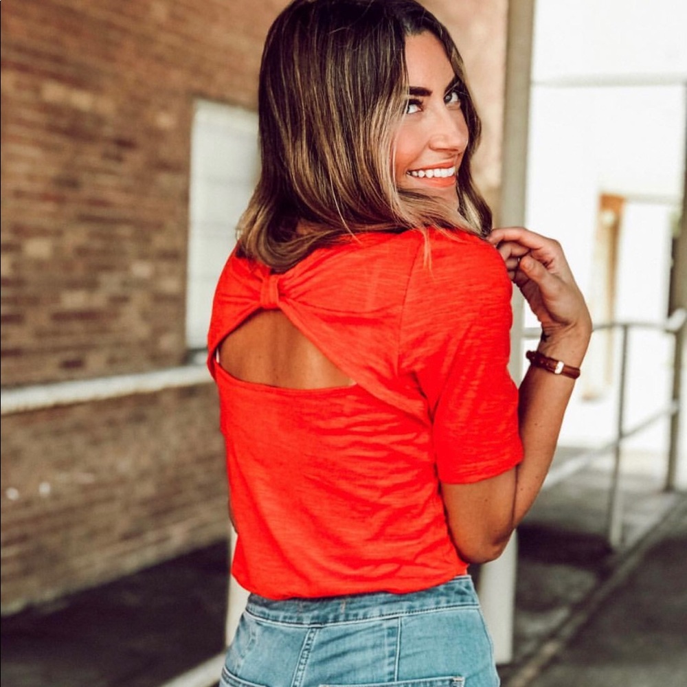 Red top with back cutout detail